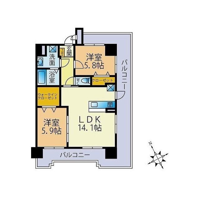ヴィクトリア博多(2LDK/3階)の間取り写真
