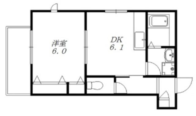 由比ガ浜ハイム(1DK/2階)の間取り写真