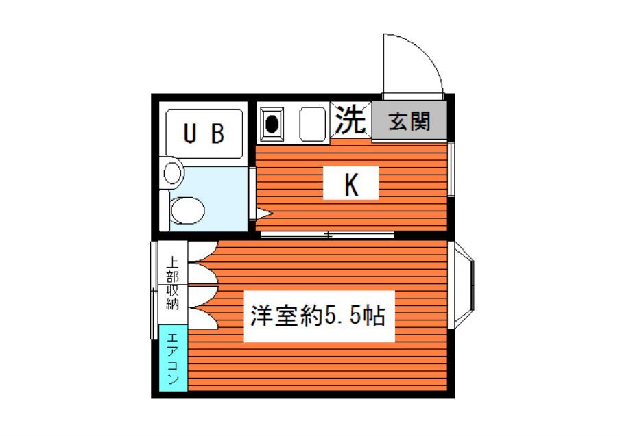 フラワーコーポ(1K/2階)の間取り写真