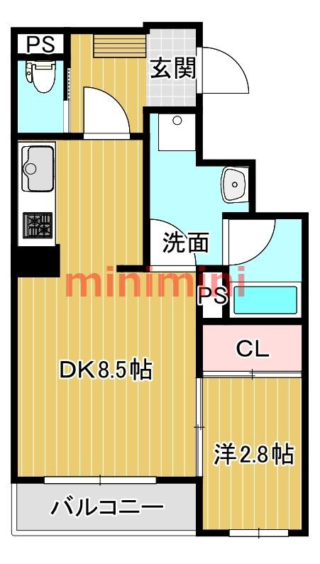 AMA ウエスト(1LDK/2階)の間取り写真