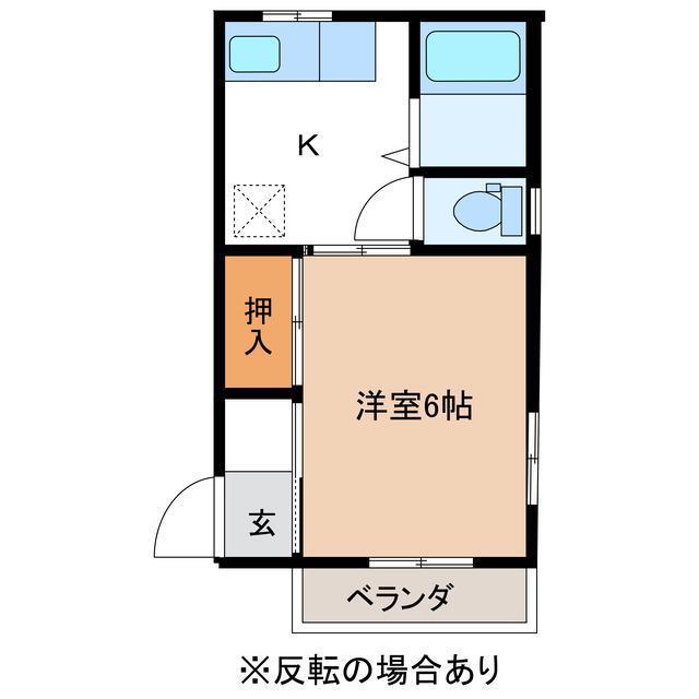 七五三第一マンション(1K/2階)の間取り写真