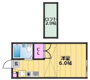 サウスヒル2(ワンルーム/1階)の間取り写真