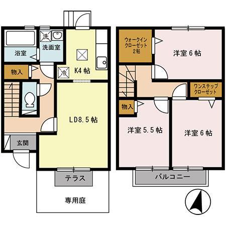エクセレント(3LDK/1階)の間取り写真
