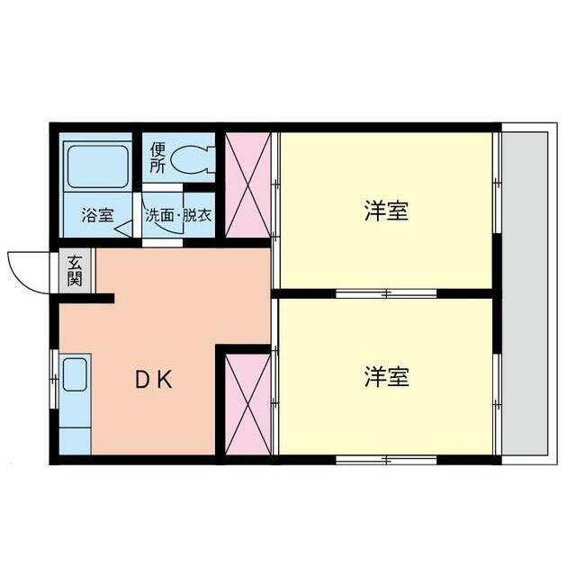 マキノコーポ(2DK/4階)の間取り写真