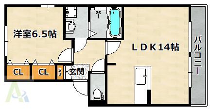 プロスペラール(1LDK/1階)の間取り写真