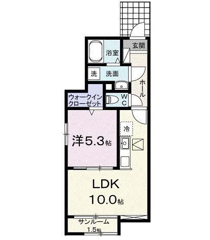 プラーム上田I(1LDK/1階)の間取り写真