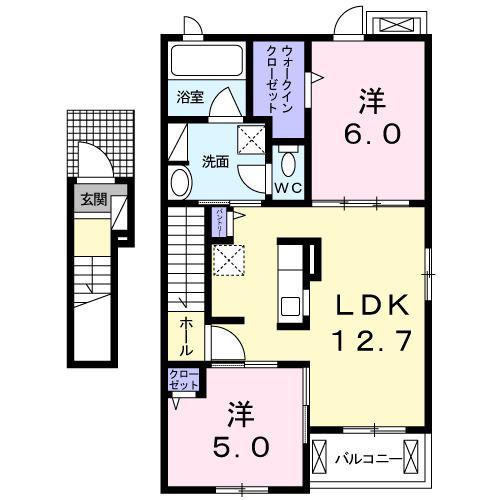 トゥインクル愛宕(2LDK/2階)の間取り写真