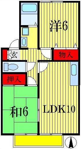 ヴィラージュコート壱番館(2LDK/2階)の間取り写真