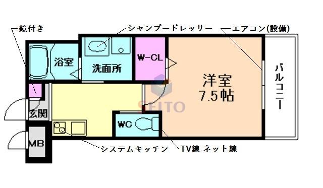 ワコーレヴィータ豊中岡町(1K/1階)の間取り写真