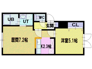 レーベンハイム(1LDK/3階)の間取り写真