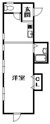 29ハイツ(ワンルーム/3階)の間取り写真