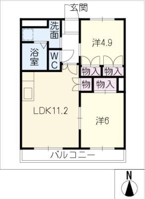 ローズビレッジ(2LDK/1階)の間取り写真