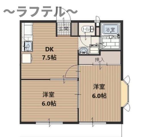 ハイツ浩栄(2DK/1階)の間取り写真