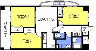 スカイアーバン戸田公園(3LDK/11階)の間取り写真