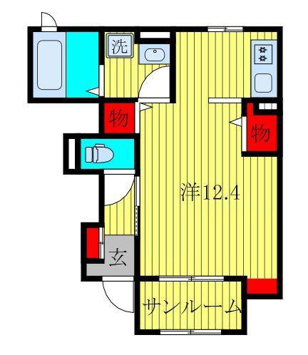 ヴィーナスIII-A(ワンルーム/1階)の間取り写真