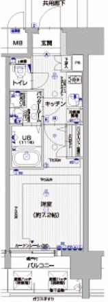 エスリード難波サウス(1K/8階)の間取り写真