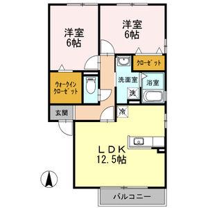 クレール・ヴィラージュ A棟(2LDK/2階)の間取り写真