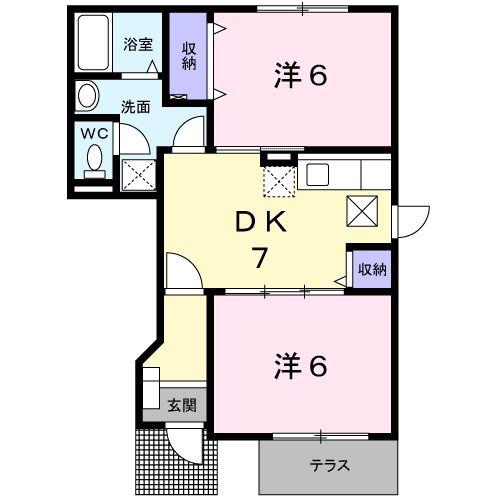 イースト21(2DK/1階)の間取り写真