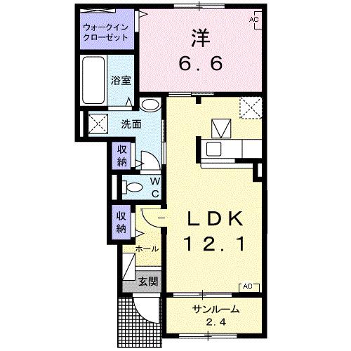シャロウズ(1LDK/1階)の間取り写真