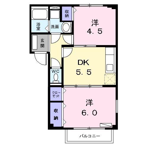 サンフラワー(2DK/1階)の間取り写真