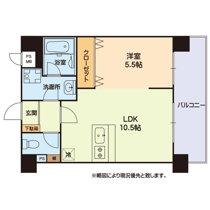ドゥ・アンディオール近見(1LDK/7階)の間取り写真