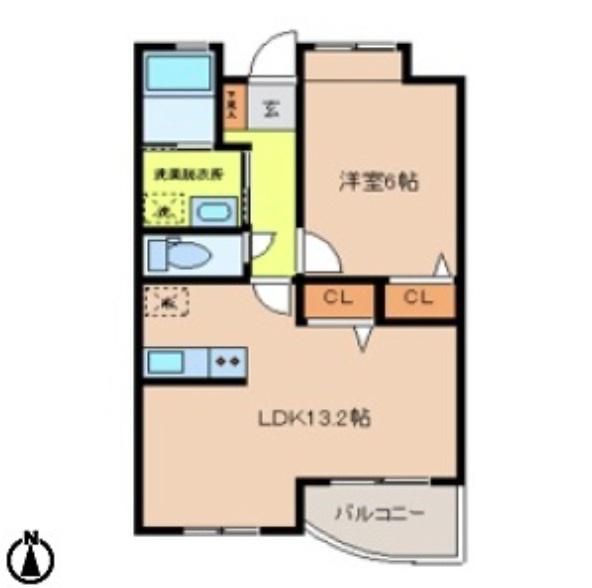 グランディ瑞雲(1LDK/1階)の間取り写真