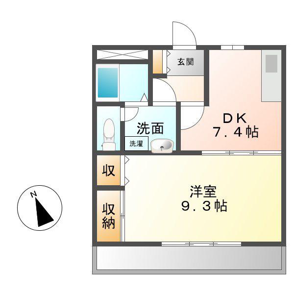メゾン花水木II(1DK/2階)の間取り写真
