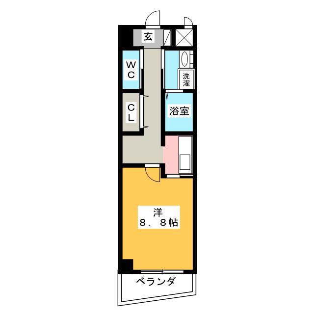 プルミエアムール(1K/6階)の間取り写真