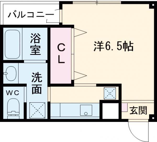 ラ・メール諏訪森(1K/2階)の間取り写真