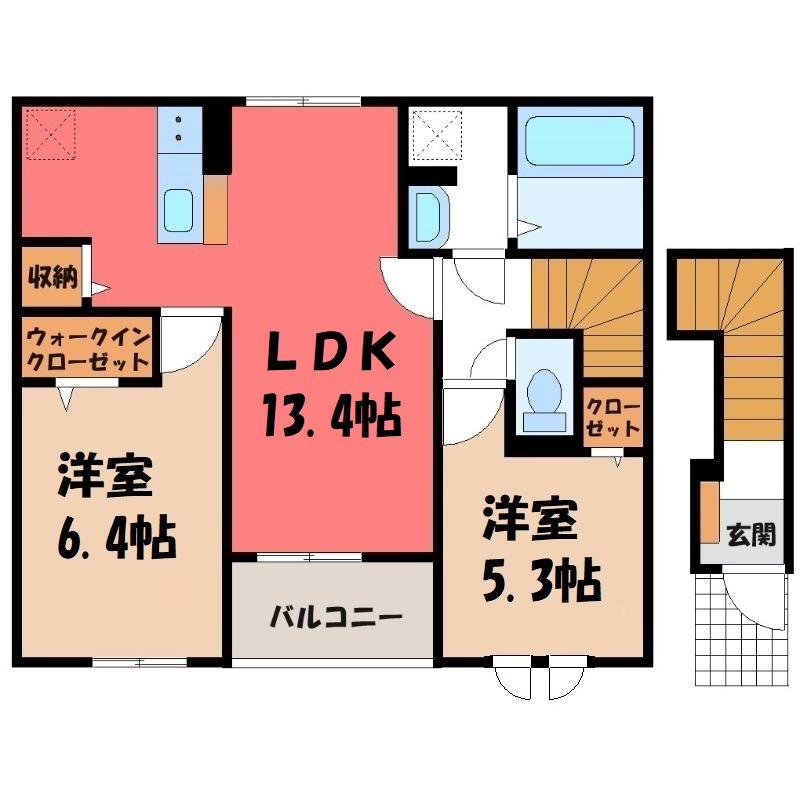 フォルテ.S.S(2LDK/2階)の間取り写真
