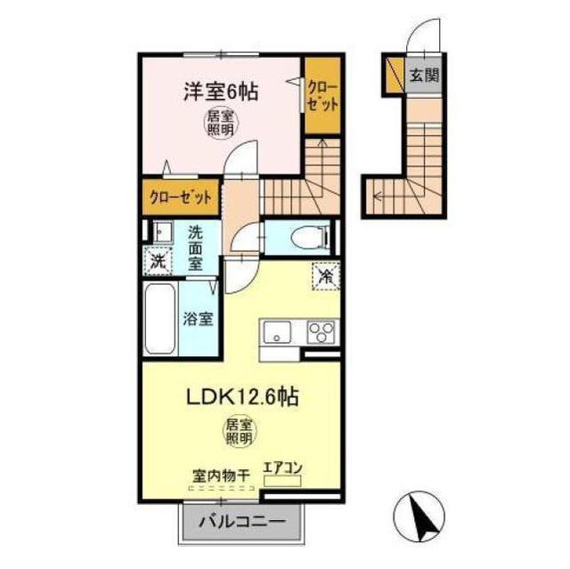 WOOD VILLAGE II(1LDK/2階)の間取り写真