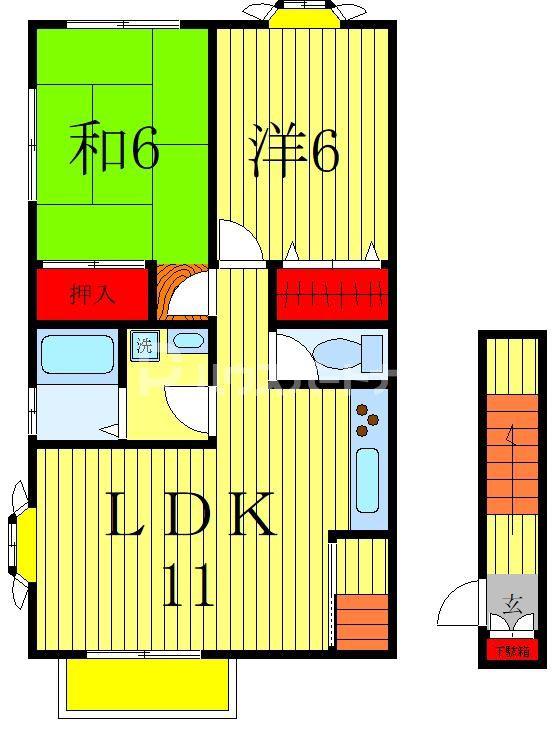 旭ルーミー新松戸6番館(2LDK/2階)の間取り写真
