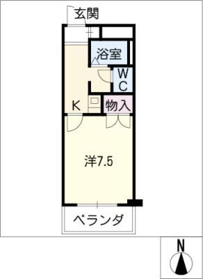 パークサイドヒルズ(1K/1階)の間取り写真