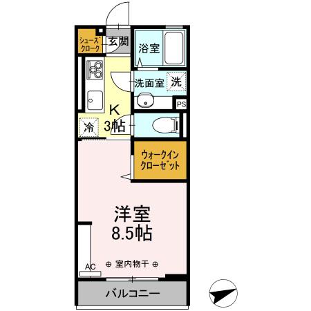サン・メゾン小山中央(1K/2階)の間取り写真