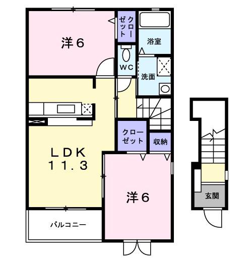 グランツファイン(2LDK/2階)の間取り写真