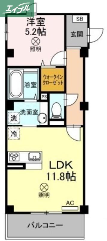 VILLE SOLEIL(1LDK/2階)の間取り写真