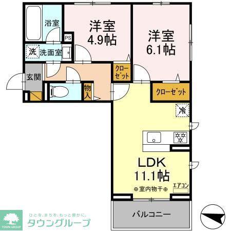 フルール(2LDK/2階)の間取り写真