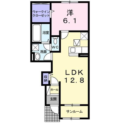 アイリス・K II(1LDK/1階)の間取り写真
