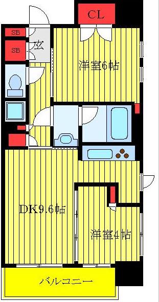 パークアクシス東十条(2DK/3階)の間取り写真