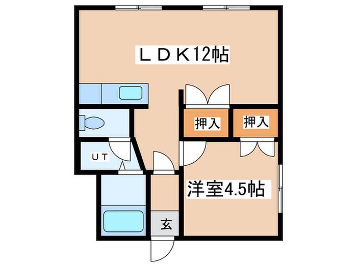 レジデンスふれあい(1LDK/4階)の間取り写真