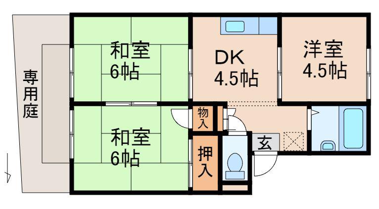 TAKEHOUSE(3DK/1階)の間取り写真