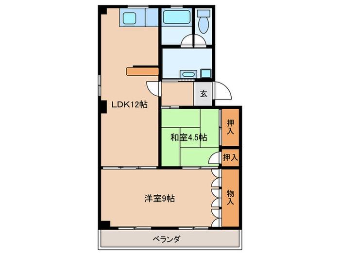 トーシンハイツB(2LDK/2階)の間取り写真