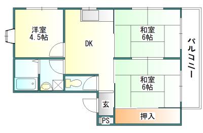 モンテベルデ北六甲(3DK/2階)の間取り写真