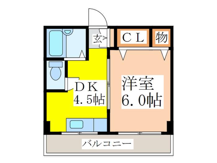 中尾マンション(1DK/3階)の間取り写真