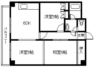 フォースパレス(3DK/5階)の間取り写真