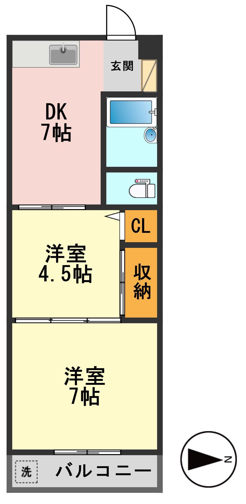 橋川ビル(2DK/4階)の間取り写真