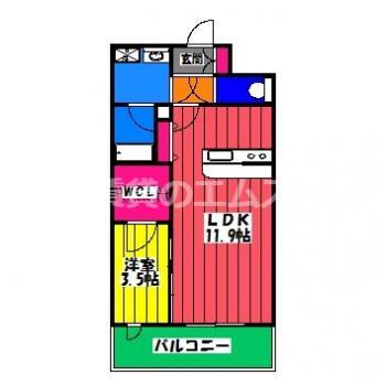 SYKプレミール東那珂(1LDK/5階)の間取り写真