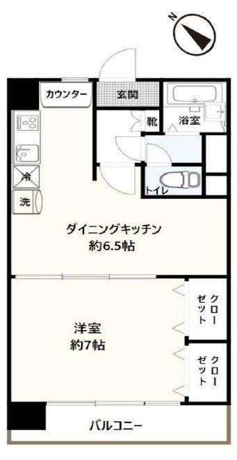 パラシオン恵比寿(1DK/1階)の間取り写真