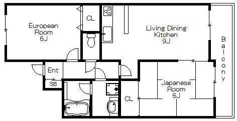グリーンパレス塩屋(2LDK/3階)の間取り写真