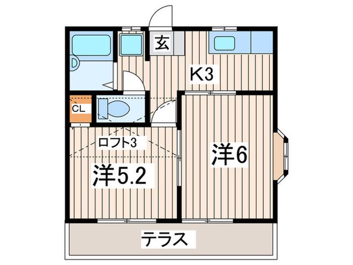レオパレス久里浜第6(2K/1階)の間取り写真